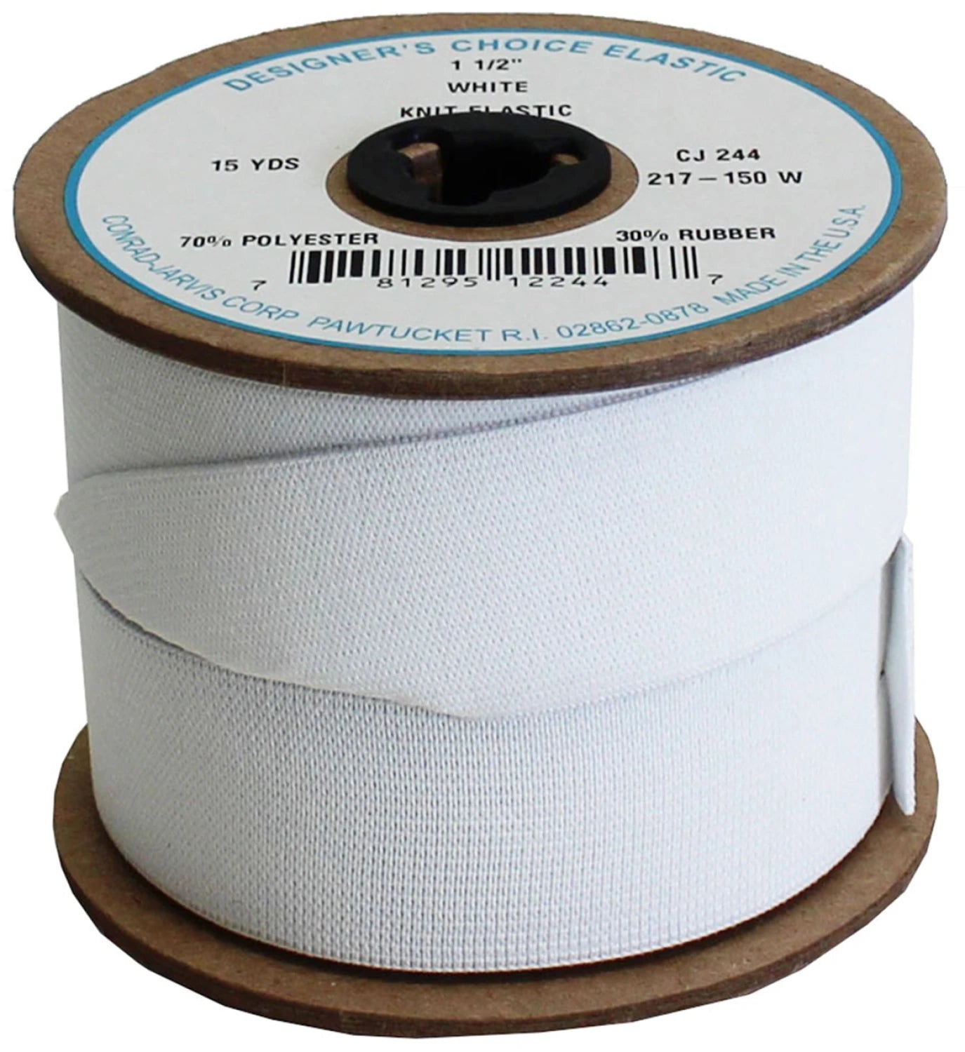 White Knitted Elastic - 1.5" - By the Yard
