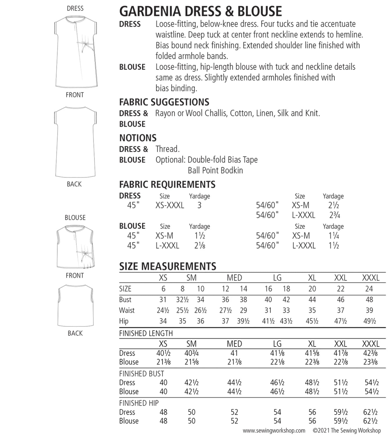 Gardenia Dress & Blouse - The Sewing Workshop