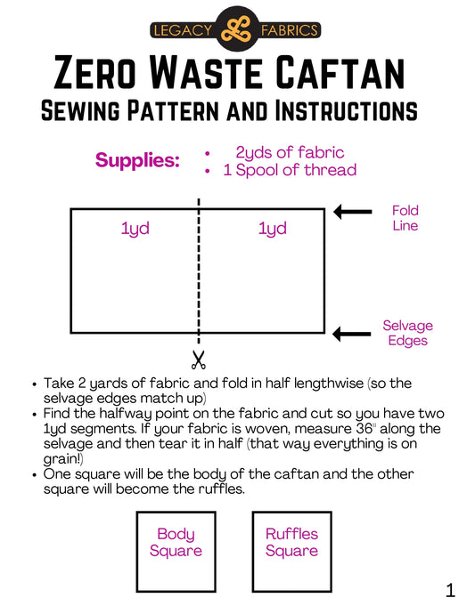 Zero Waste Caftan Sewing Pattern - FREE!