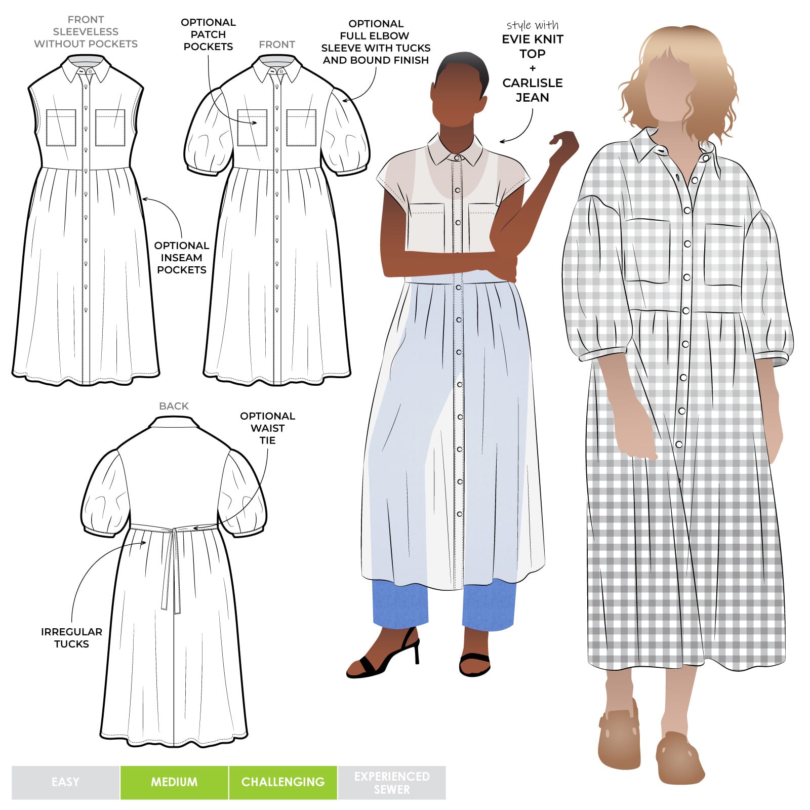 shirt dress patterns for sewing Emerald Woven Dress Sizes 18-30
