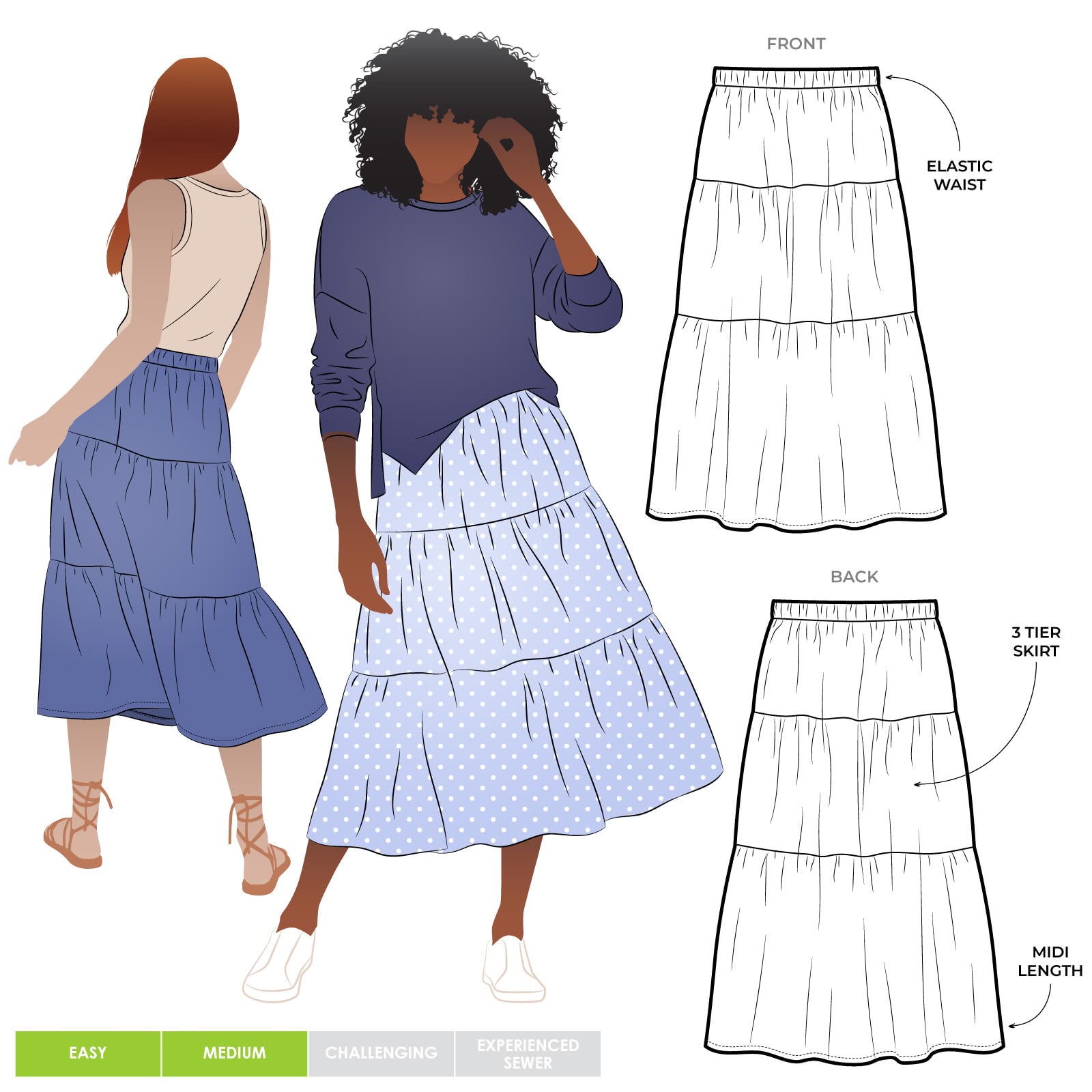 Lila Tiered Skirt Sewing Pattern Sizes 4-16 Style Arc – Legacy