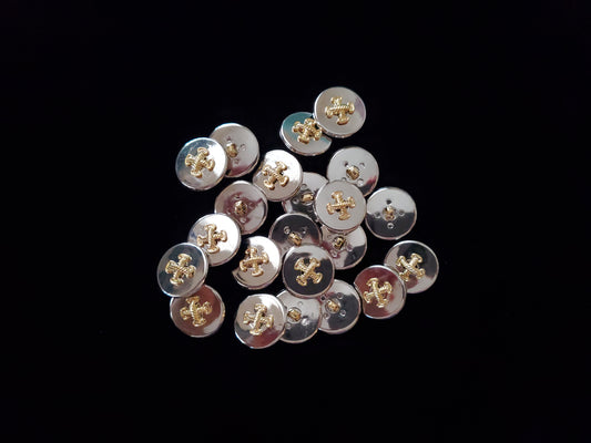 silver and gold buttons