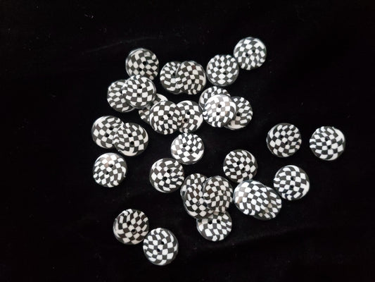 Black and white checkered buttons