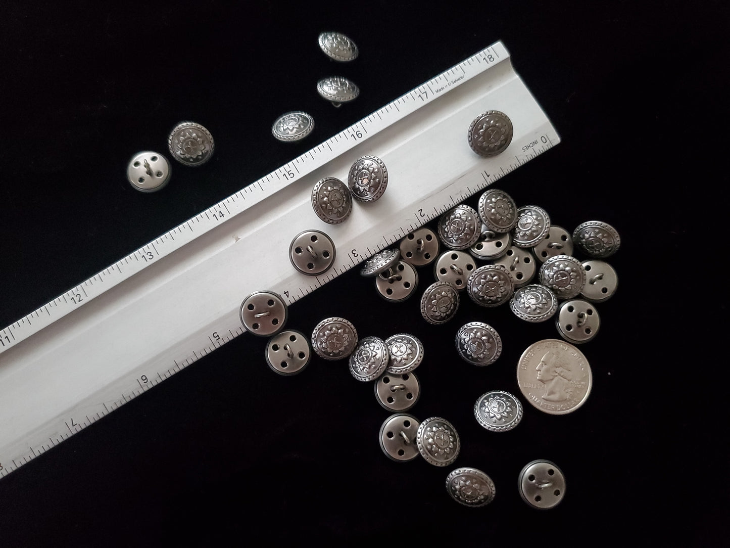silver hearts buttons