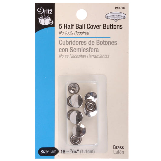 7/16" Covered Button Kit - Half Ball (5ct)
