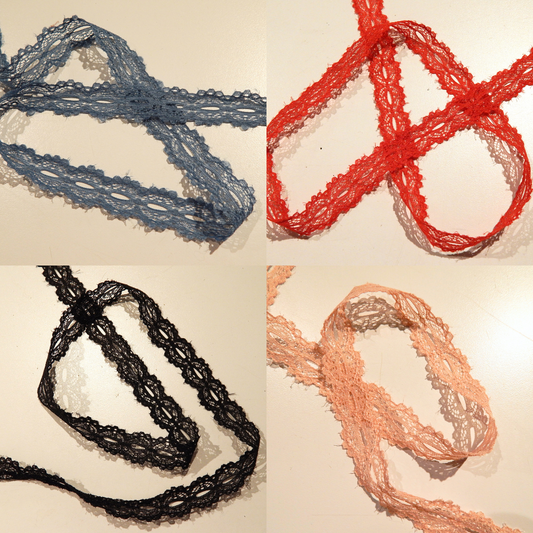 7/8" Vintage French Lace Ribbon - Multiple Colors - BTY