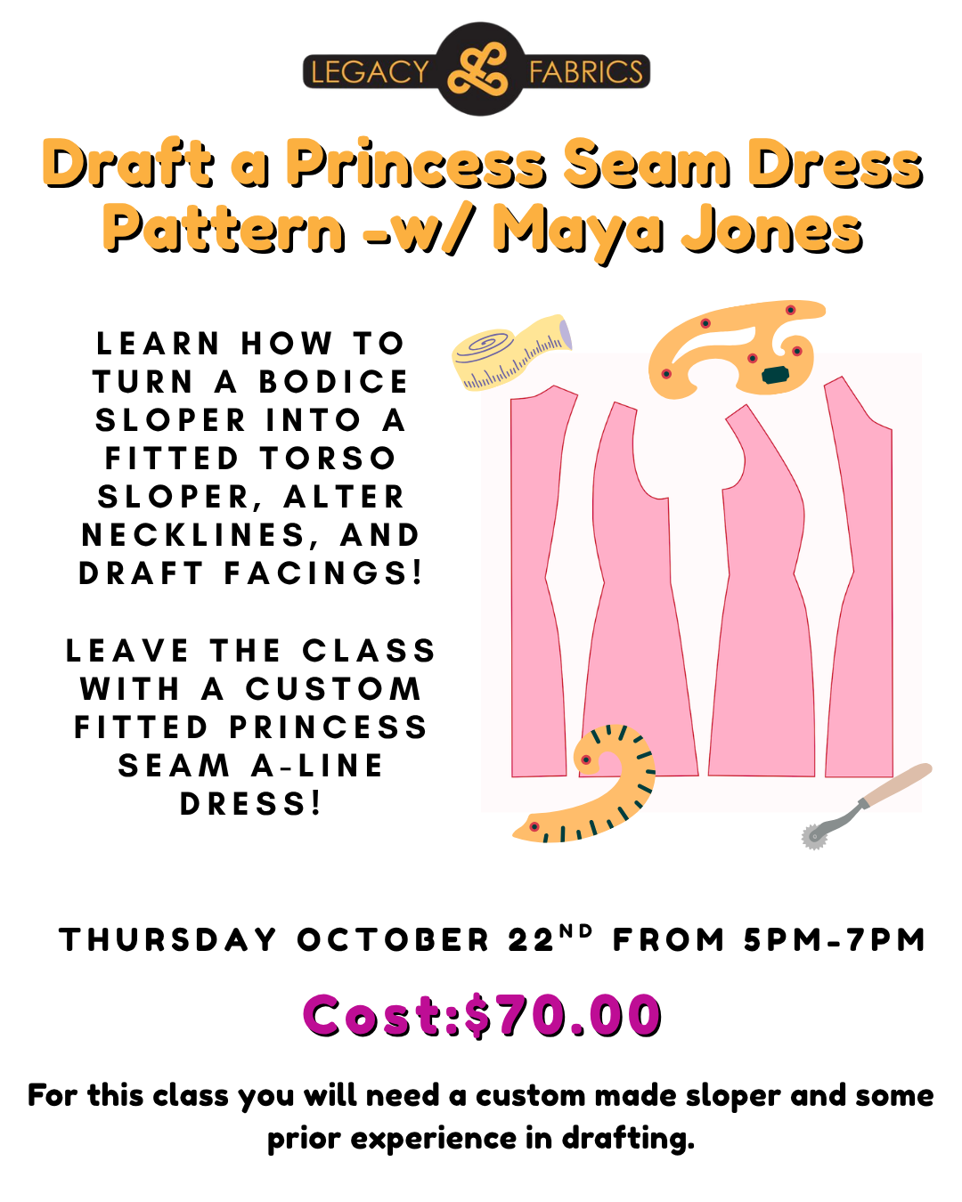 Draft a Princess Seam Dress Pattern - Class w/ Maya Jones