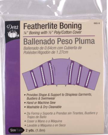 Covered Featherlite Boning - 1/2in x 2yds - White