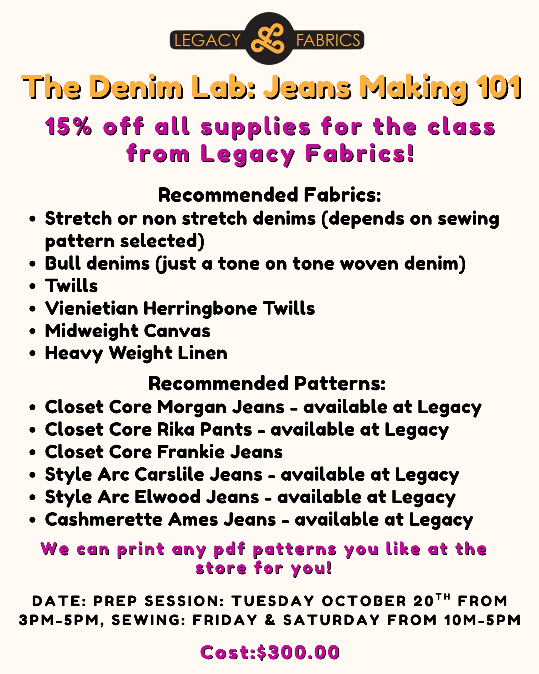 The Denim Lab: Jeans Making 101 w/ Jan