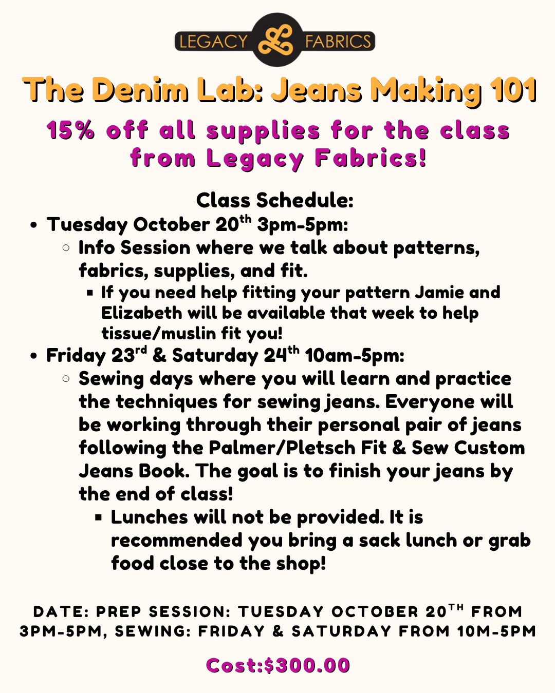 The Denim Lab: Jeans Making 101 w/ Jan