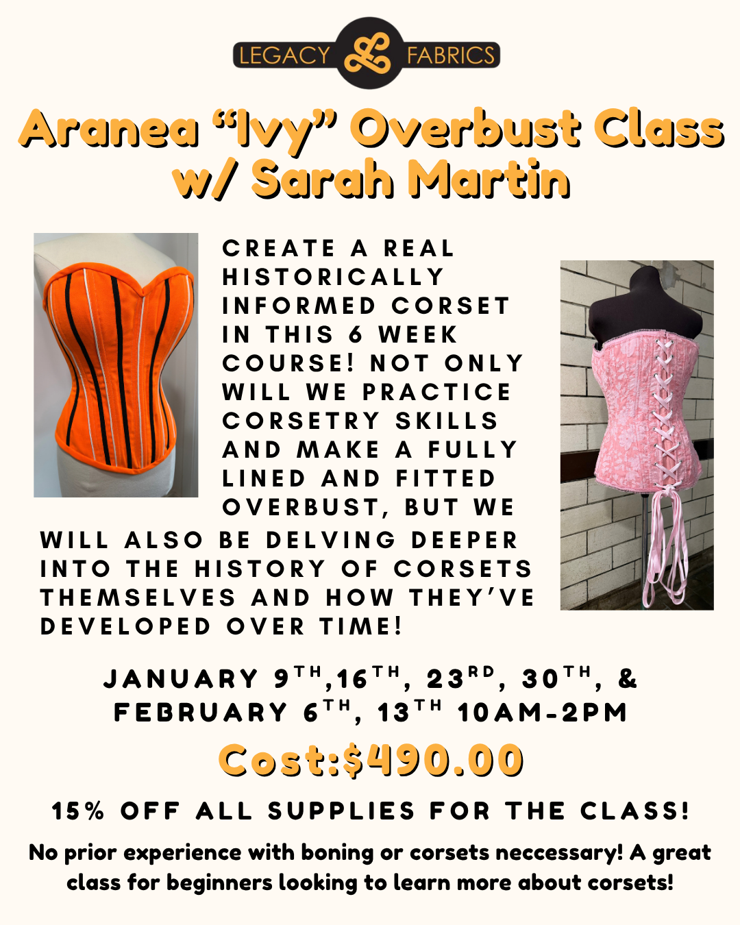 Aranea “Ivy” Overbust Corset Class with Sarah Martin