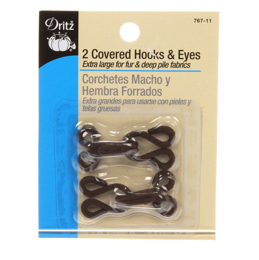 Dritz Covered Coat Hooks and Eyes Brown (2ct)