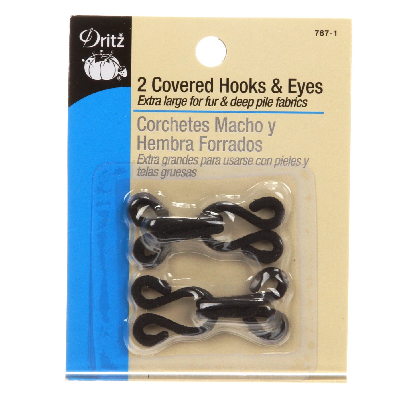 Dritz Covered Coat Hooks and Eyes Black (2ct)
