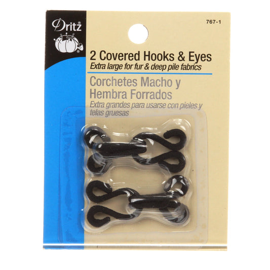 Dritz Covered Coat Hooks and Eyes Black (2ct)