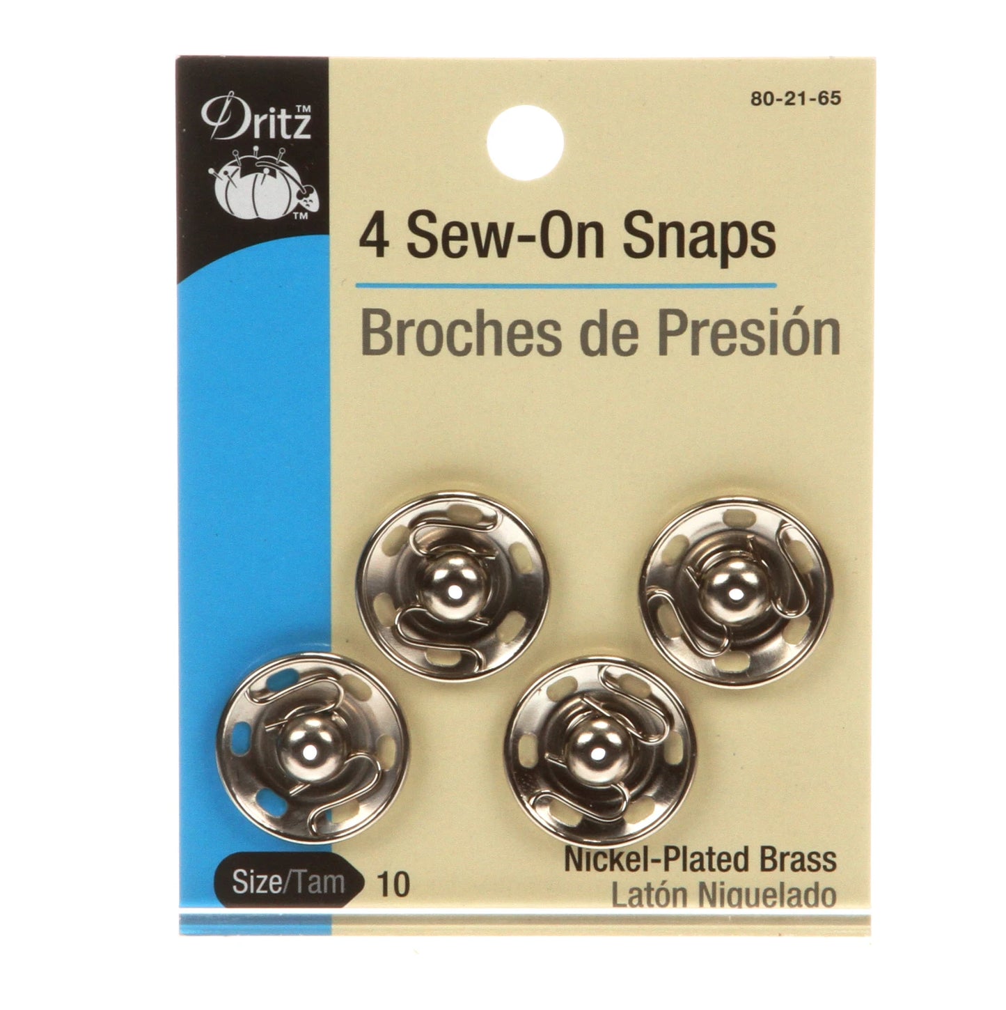 Large & Silver Sew-On Snaps  - Size 10 (4ct)