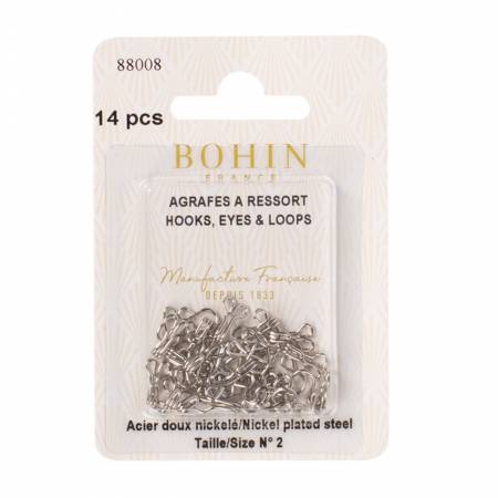 Bohin Hooks and Eyes Nickel Size 2