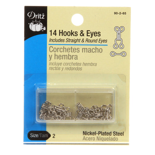 Dritz Hooks and Eyes Nickel Size 2