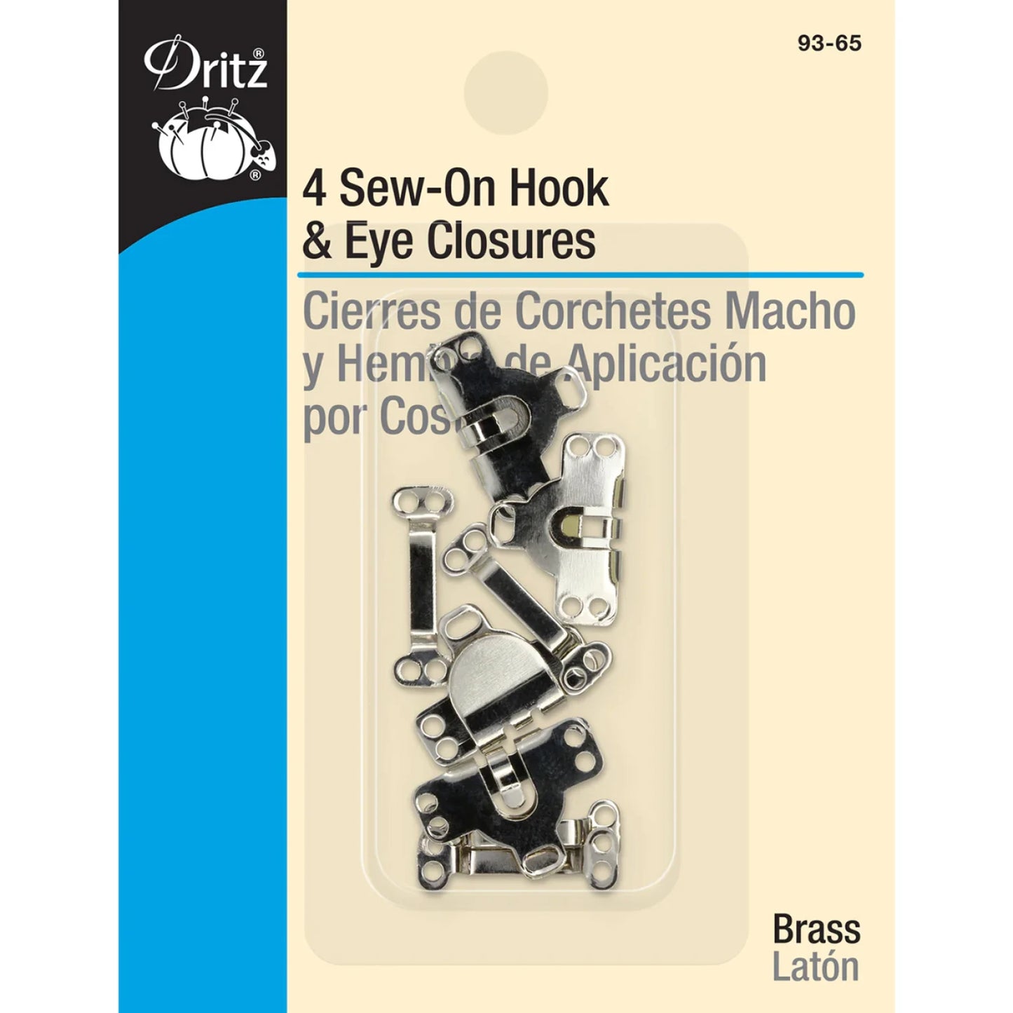 Sew-On Hook & Eye Closures Pant/Skirt - Nickel (4ct)