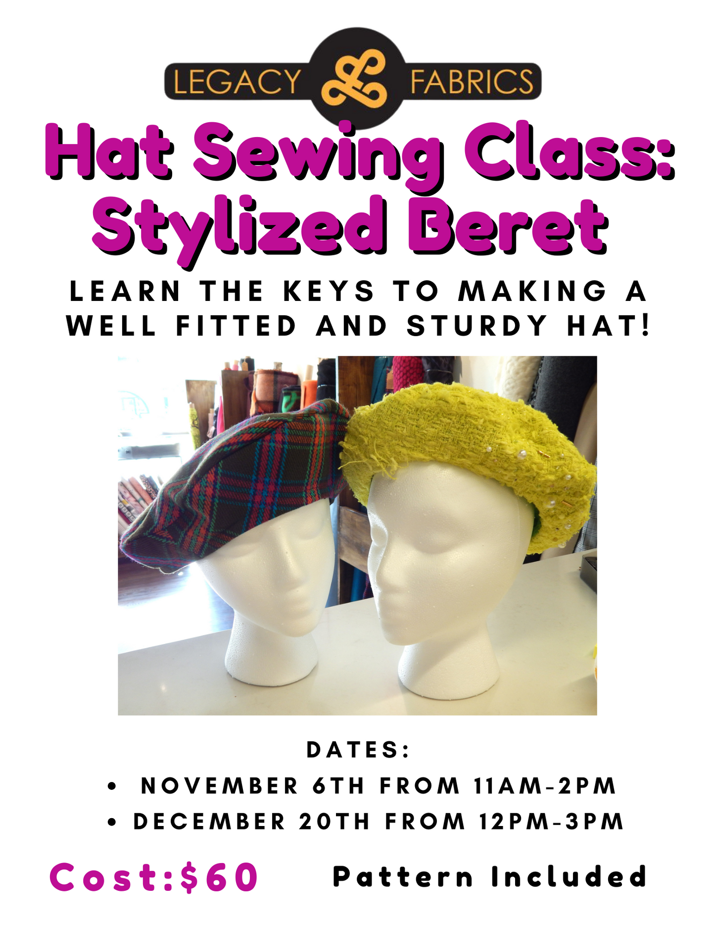 Stylized Beret - Hat Sewing Class