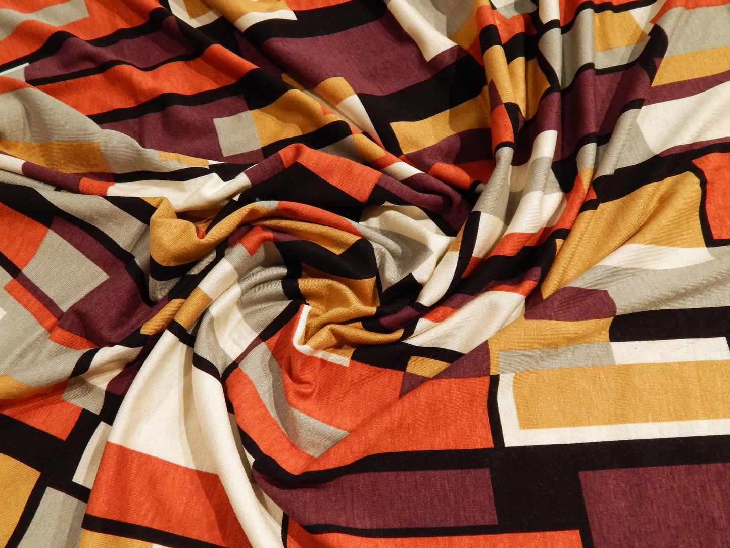 Rust, Brown, and Tan Rayon Jersey Knit Fabric