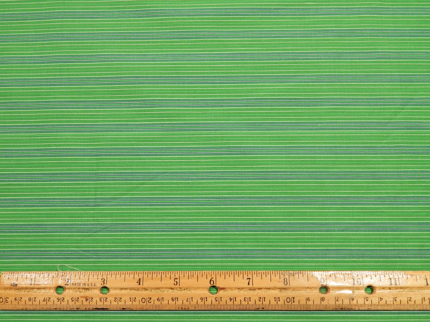 green cobalt blue and white yarn dyed cake stripe fabric by the yard