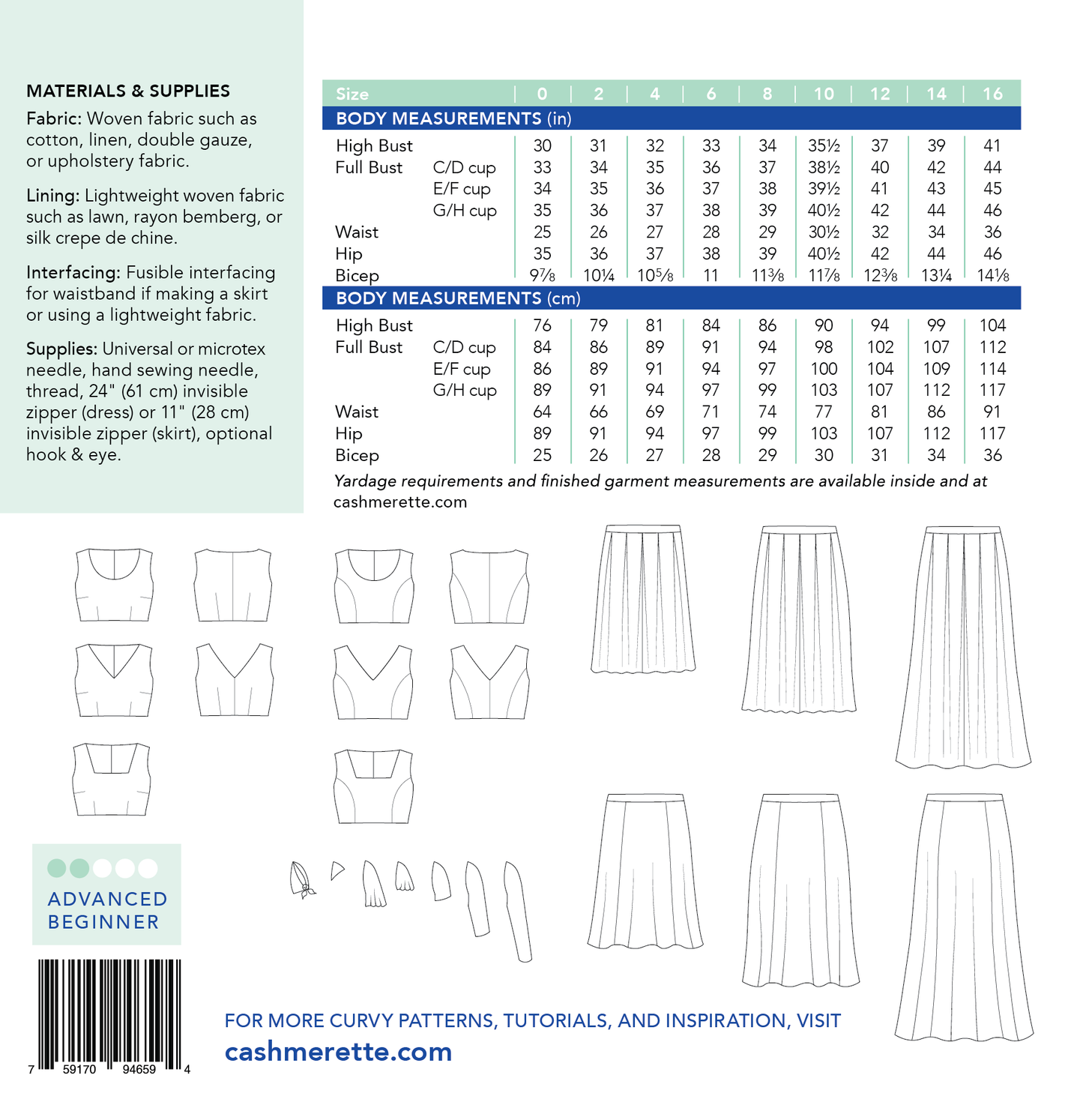 Upton Dress and Skirt Plus Mix & Match Expansion Pack Sizes 0-16 -  Cashmerette