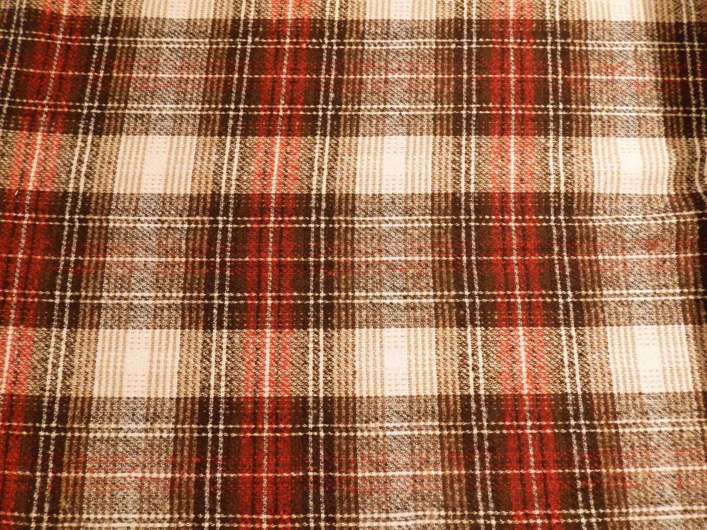 Copper & Chocolate Brown Brushed Wool Plaid Blend