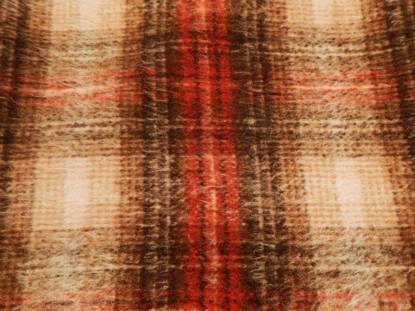 Copper & Chocolate Brown Brushed Wool Plaid Blend