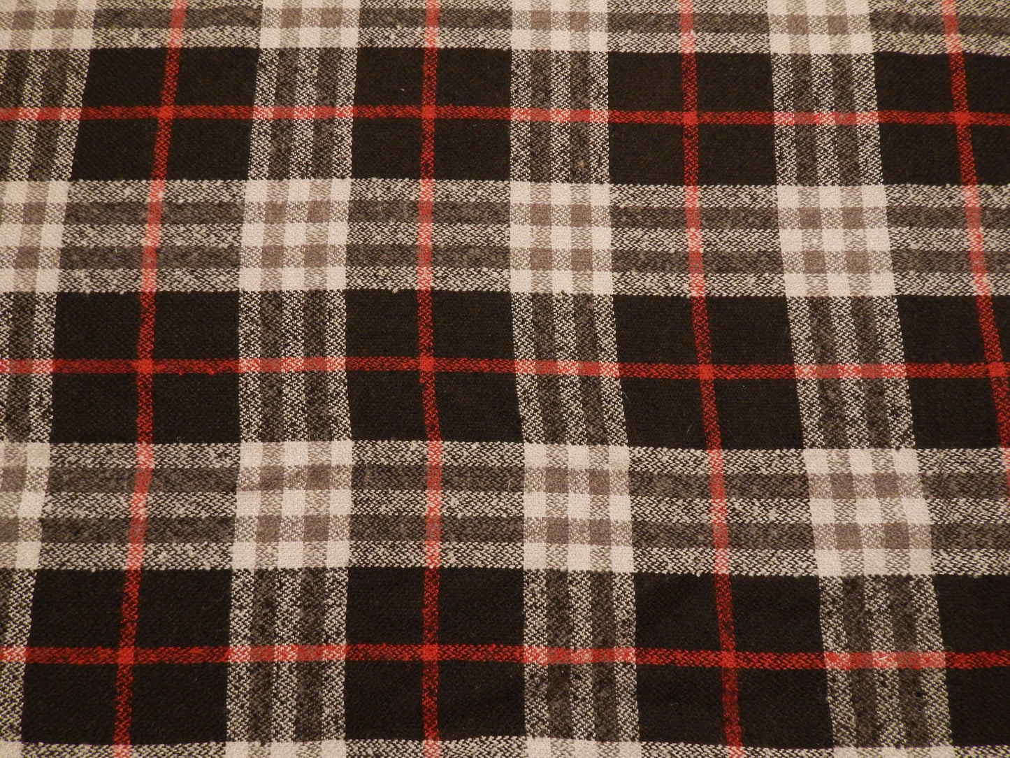 White, Black, & Red Classic Plaid Brushed Wool Blend