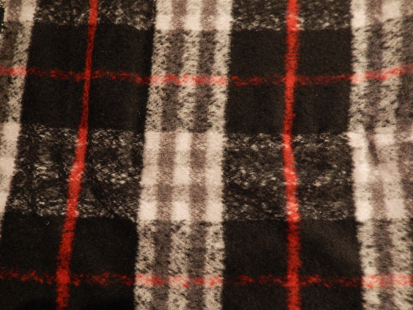 White, Black, & Red Classic Plaid Brushed Wool Blend