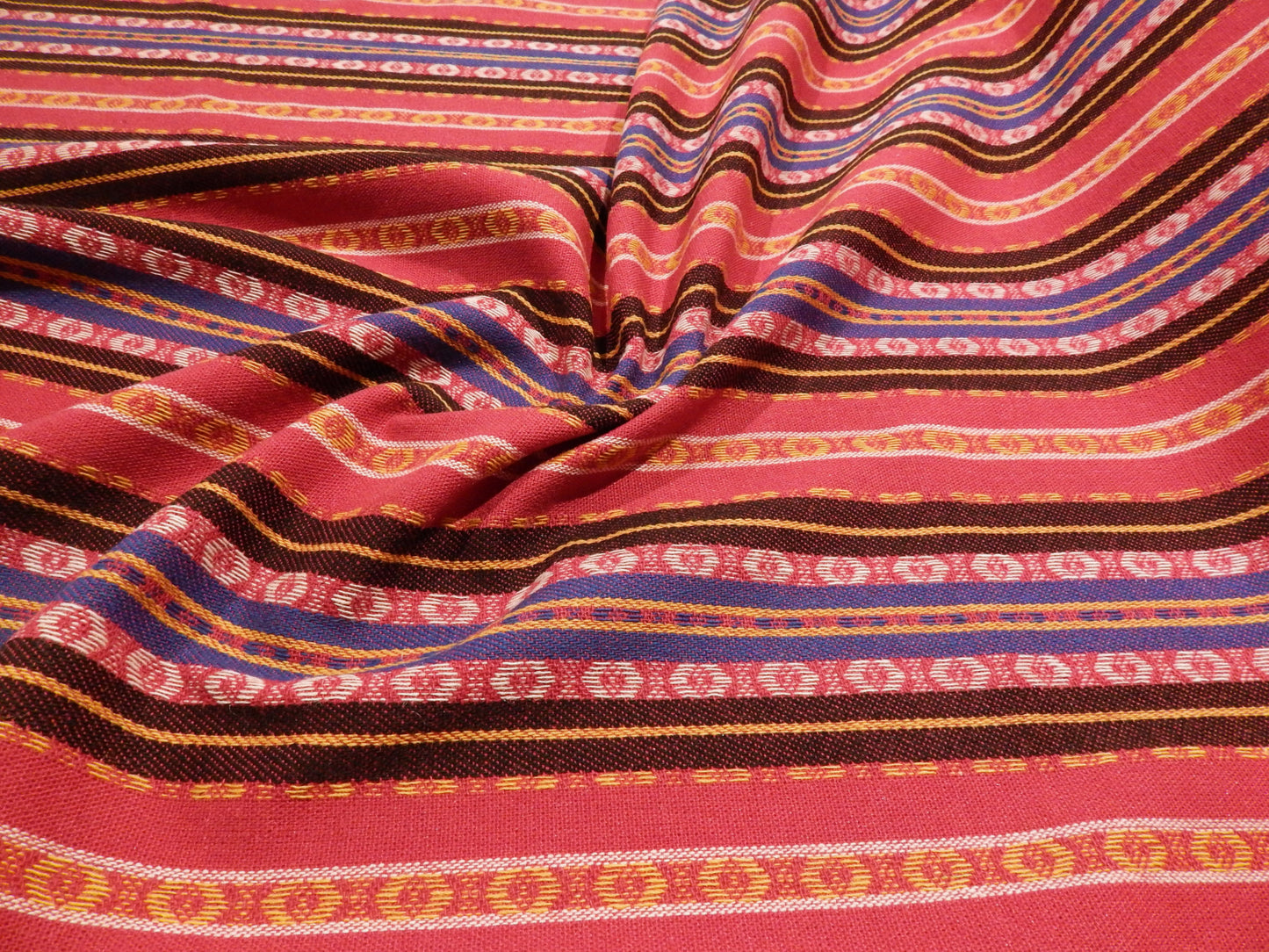 Magenta and Cobalt Nordic Stripe Wool Jacquard