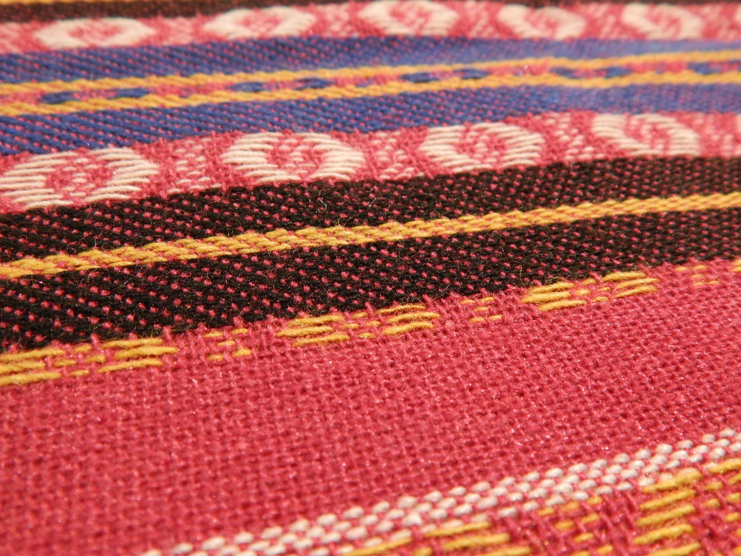 Magenta and Cobalt Nordic Stripe Wool Jacquard