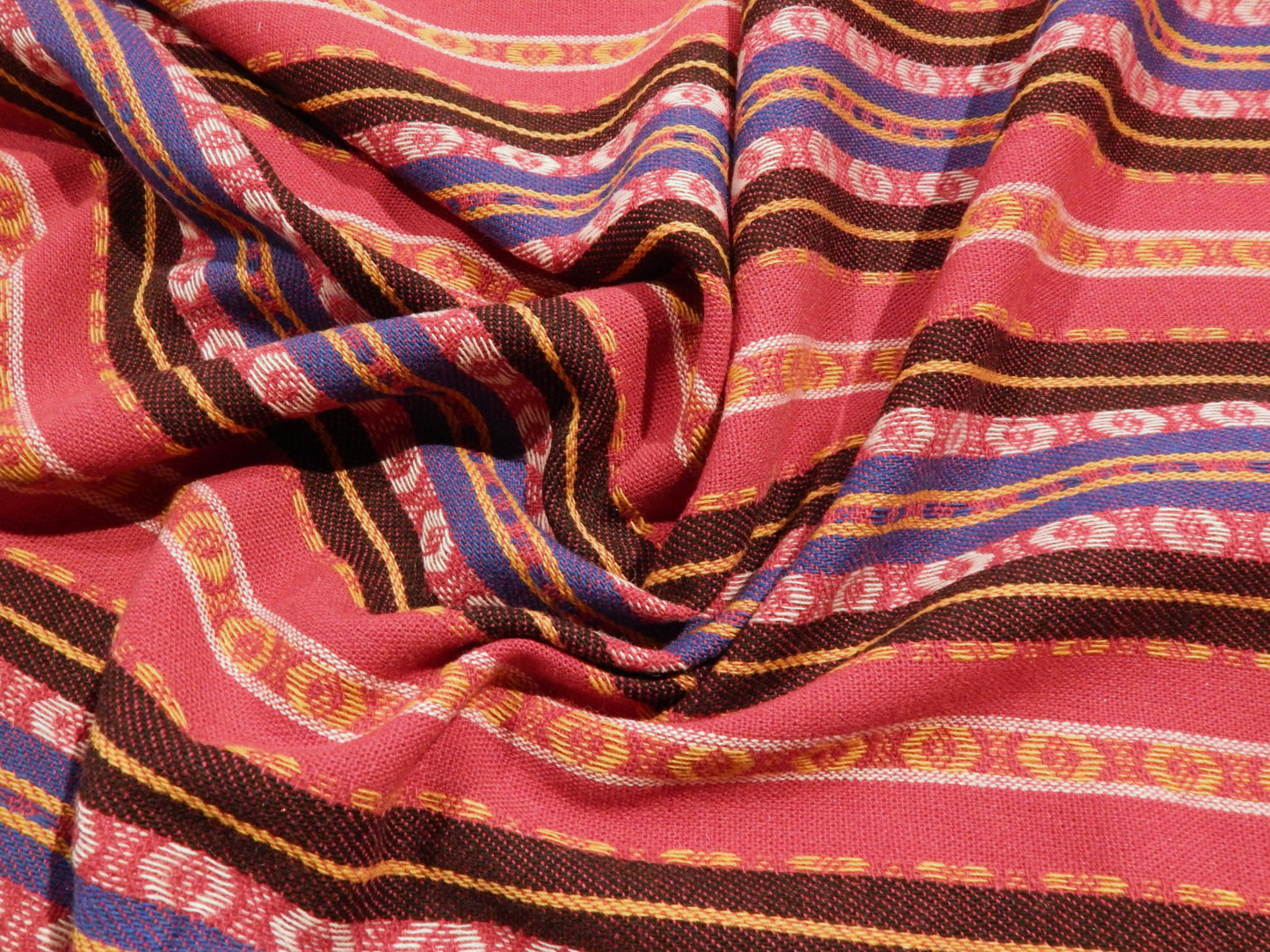 Magenta and Cobalt Nordic Stripe Wool Jacquard