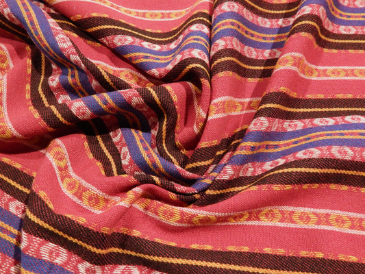 Magenta and Cobalt Nordic Stripe Wool Jacquard