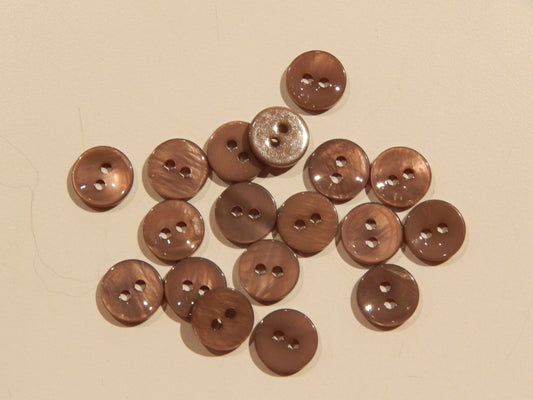 Dusty Brown Small Mother of Pearl Shirt Buttons