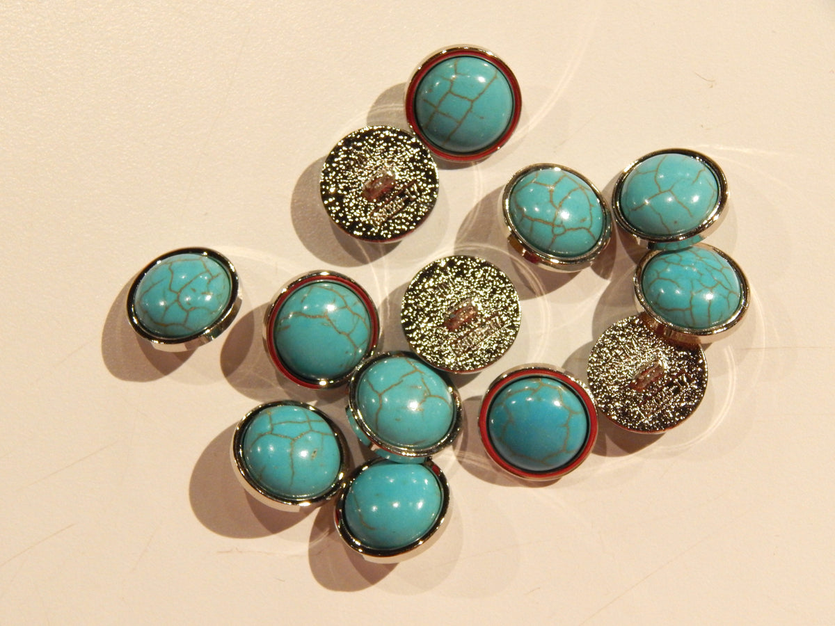 Turquoise Shell Buttons Western Turquoise & Silver Shank Buttons – Legacy Fabrics