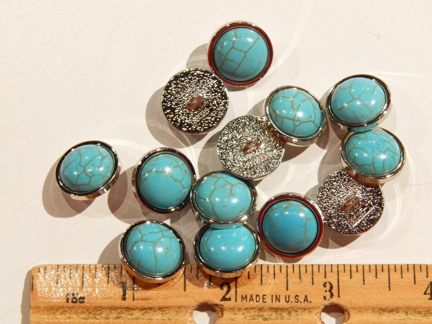 Western Turquoise & Silver Shank Buttons