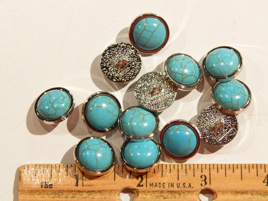Western Turquoise & Silver Shank Buttons