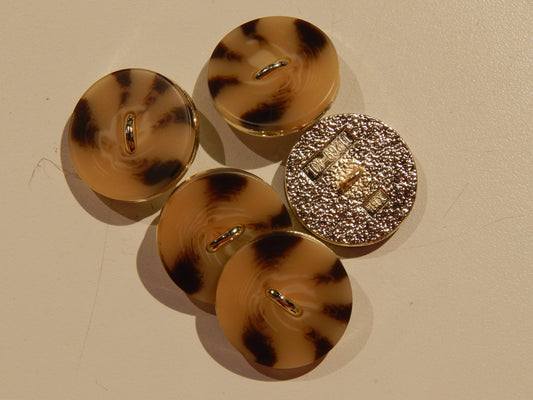 Gold & Light Tortoiseshell Shank Buttons - Multiple Sizes