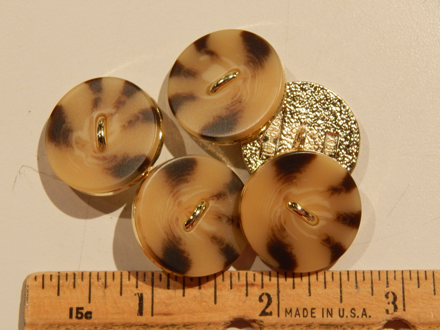 Gold & Light Tortoiseshell Shank Buttons - Multiple Sizes