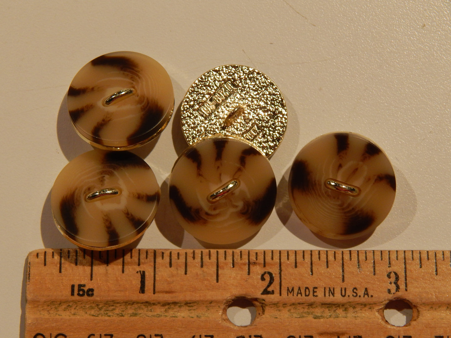Gold & Light Tortoiseshell Shank Buttons - Multiple Sizes