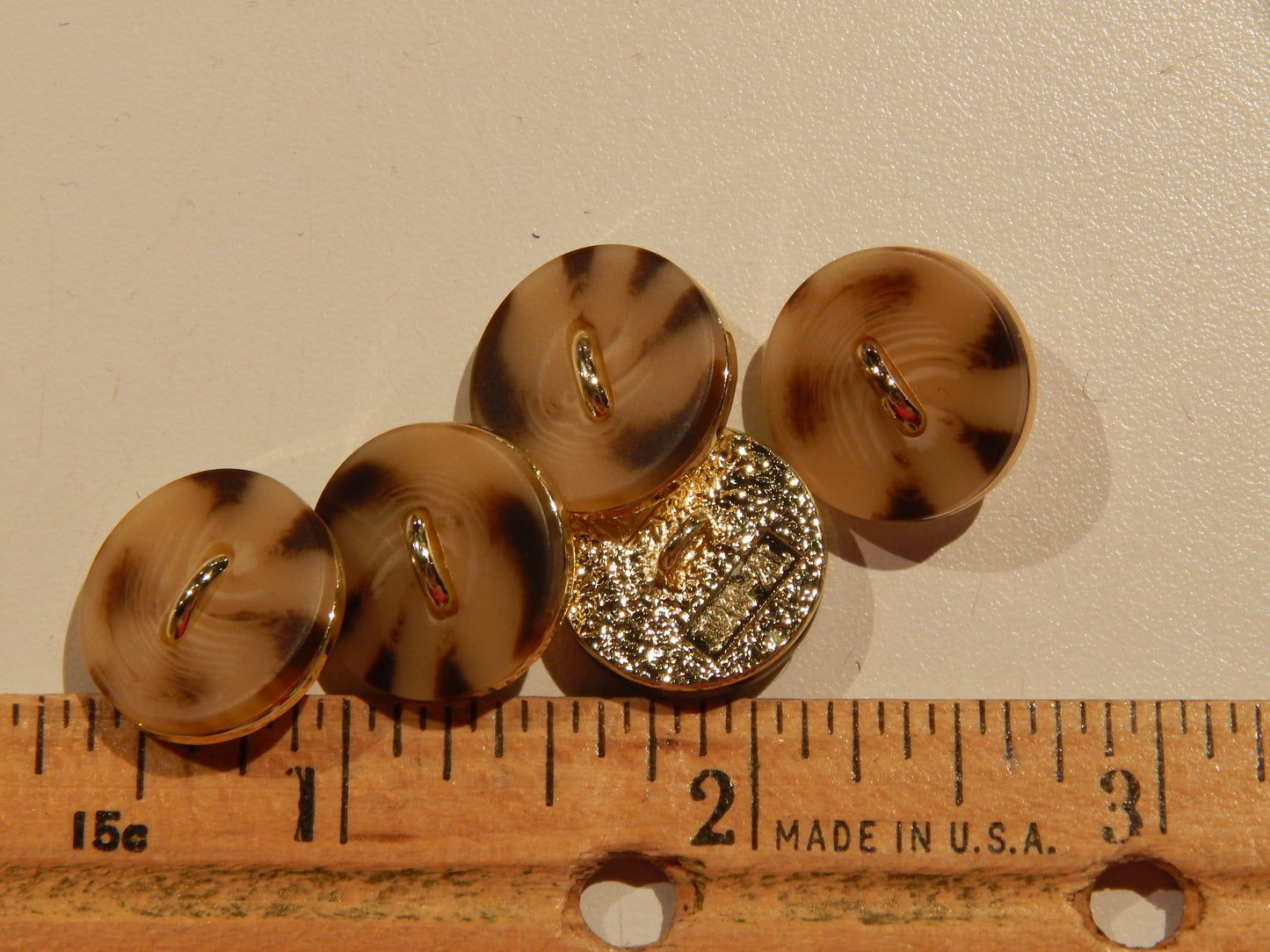 Gold & Light Tortoiseshell Shank Buttons - Multiple Sizes