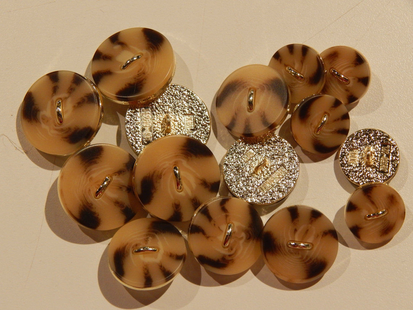 Gold & Light Tortoiseshell Shank Buttons - Multiple Sizes