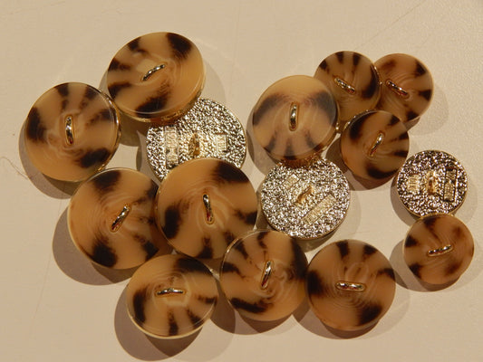 Gold & Light Tortoiseshell Shank Buttons - Multiple Sizes