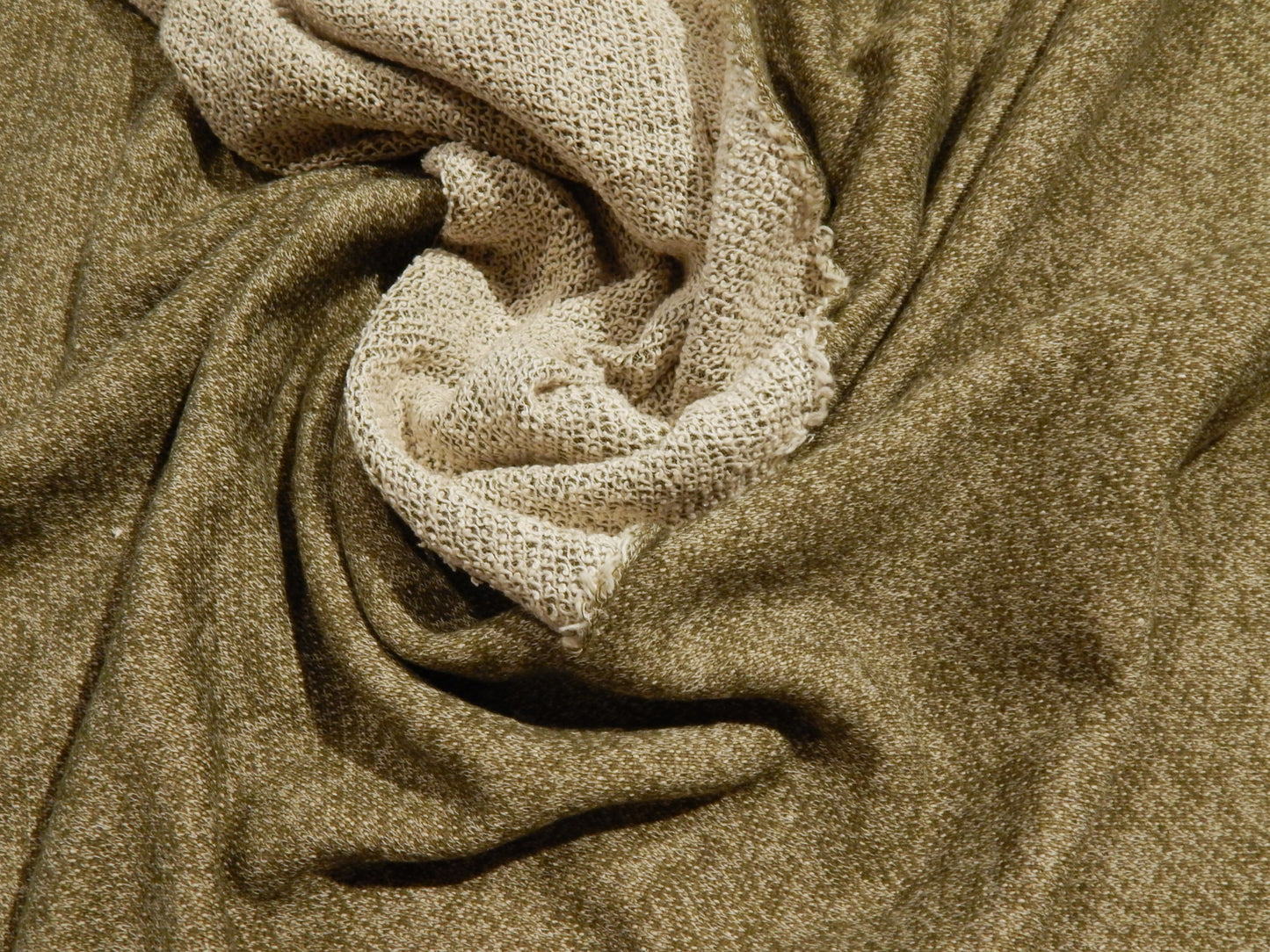 olive slub french terry knit fabric