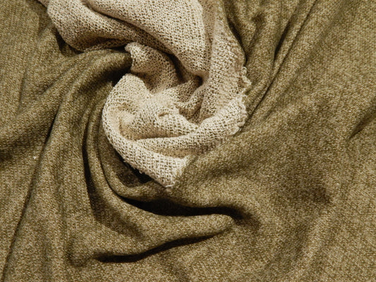 olive slub french terry knit fabric