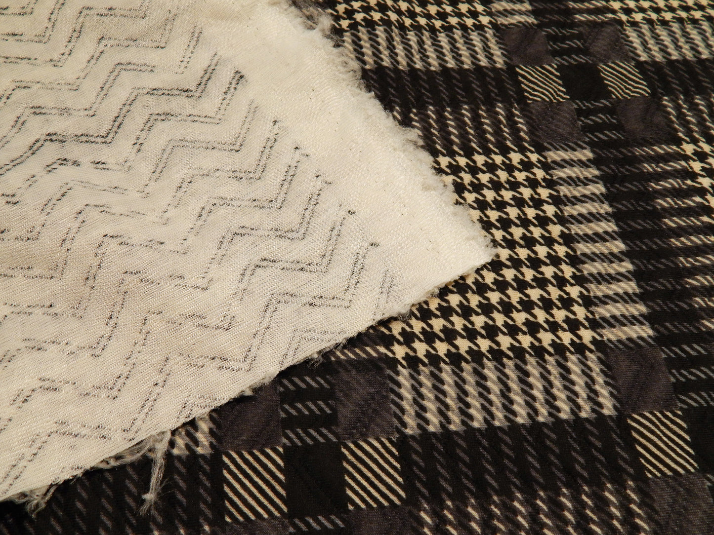 Plaid Houndstooth Patchwork Double Knit