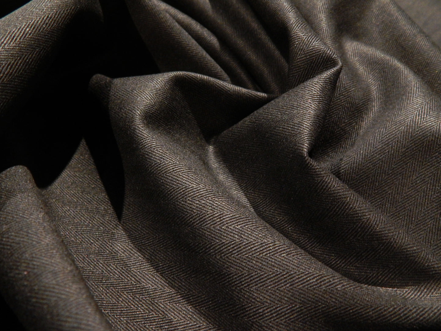 black cotton herringbone coutil fabric