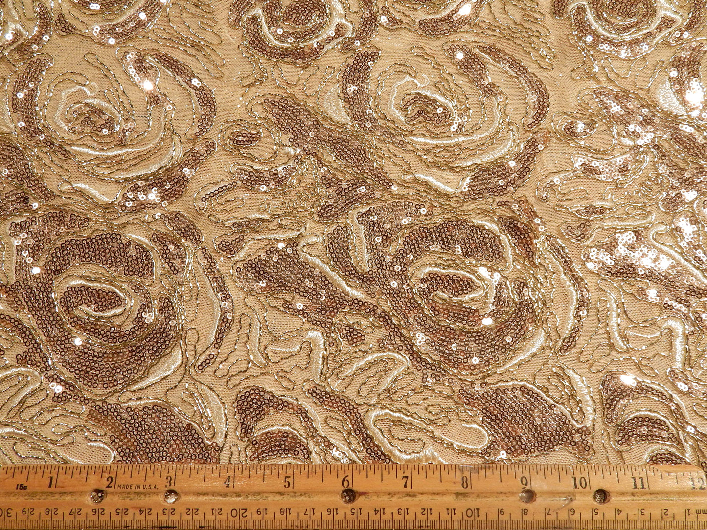 Birch Sequined Blossom Embroidery Mesh Lace - Telio