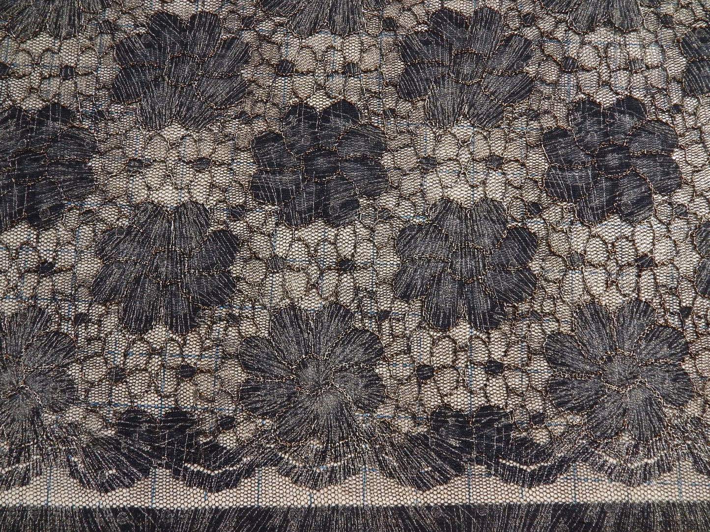 Dark Blue Metallic Variegated Floral Lace - Telio